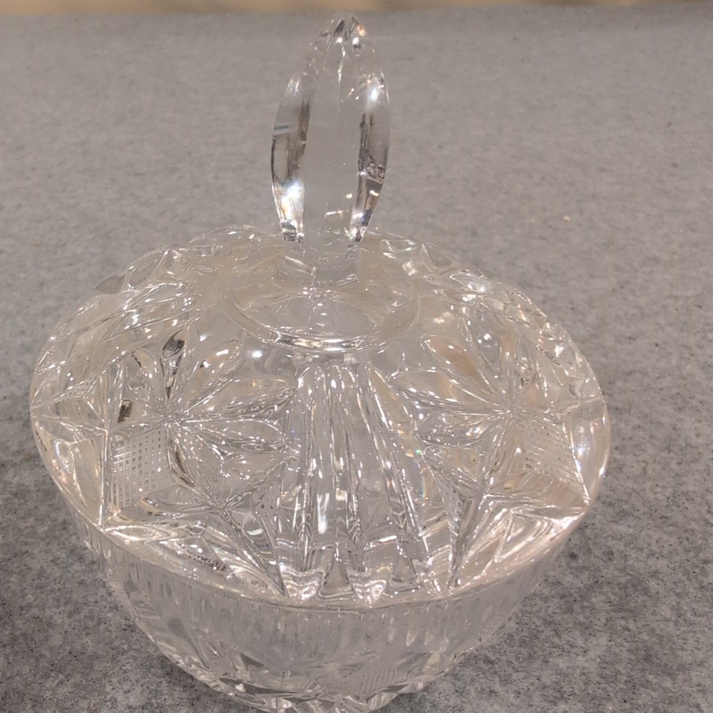 Vtg Miniature Cut Crystal Creamer and‎ Lidded Sugar Bowl Set Starburst Pattern - Picture 3 of 6